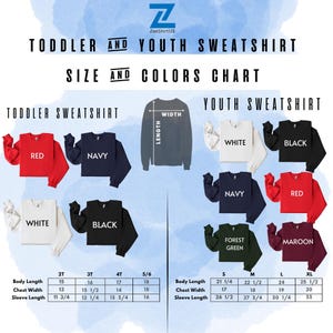 a blue and white poster with different colors of sweaters