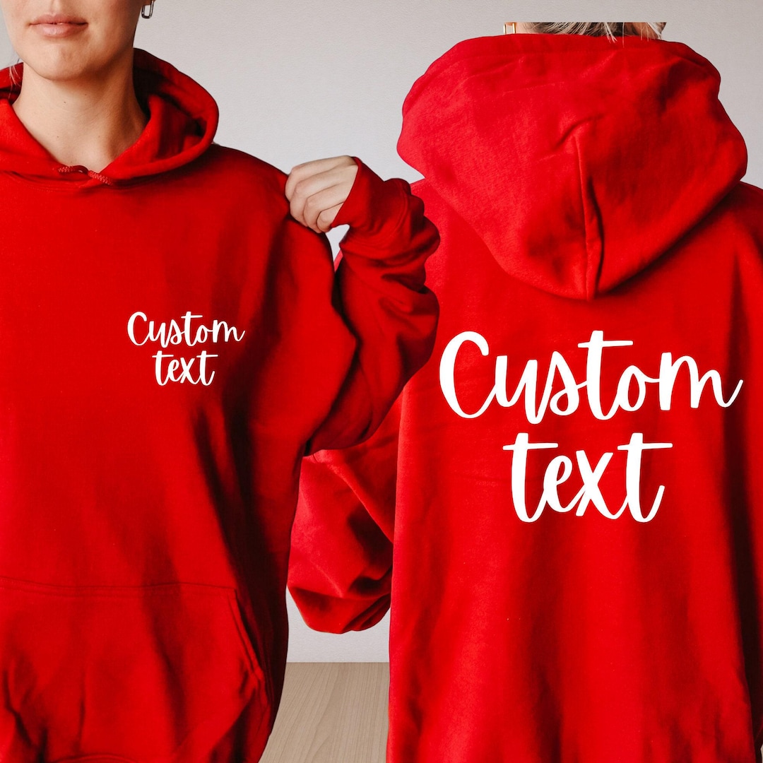Custom Text Hoodie, Back Print, Personalized Design - Etsy