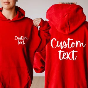 Custom Text Hoodie, Back Print, Personalized Design