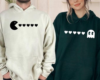 Pac-Man Couple Hoodie, Matching Anniversary Gift