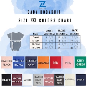 a baby boy's size and colors chart for a t - shirt