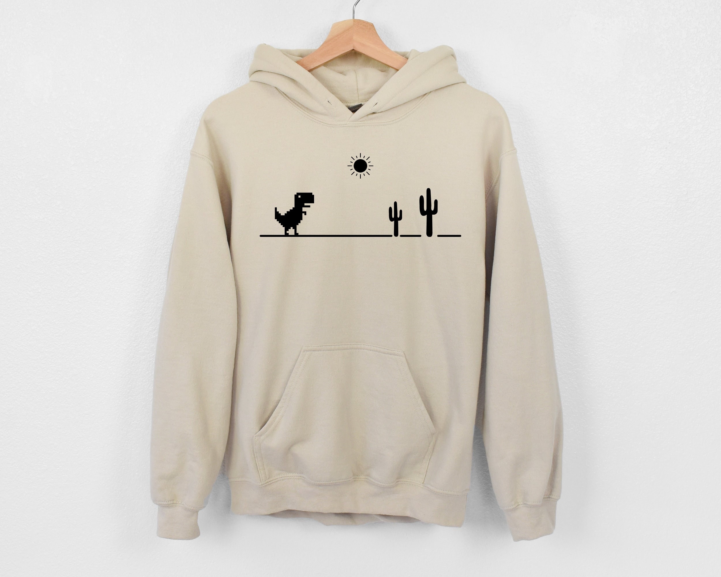  You Are Offline T-Rex [Dino Run] Pixel Art Dinosaur Game  Pullover Hoodie : Clothing, Shoes & Jewelry