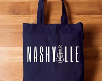 Nashville Guitar Graphic Tote Bag, Country Music Souvenir