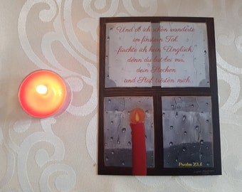 Postcard "Candle in the window" with Bible text