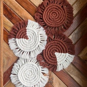 Solid Boho Macrame Coaster, Boho Decor, Macrame Home Decor , Boho Coaster, Macrame Decor, Coaster, Small Gift Ideas, Spiral Coaster