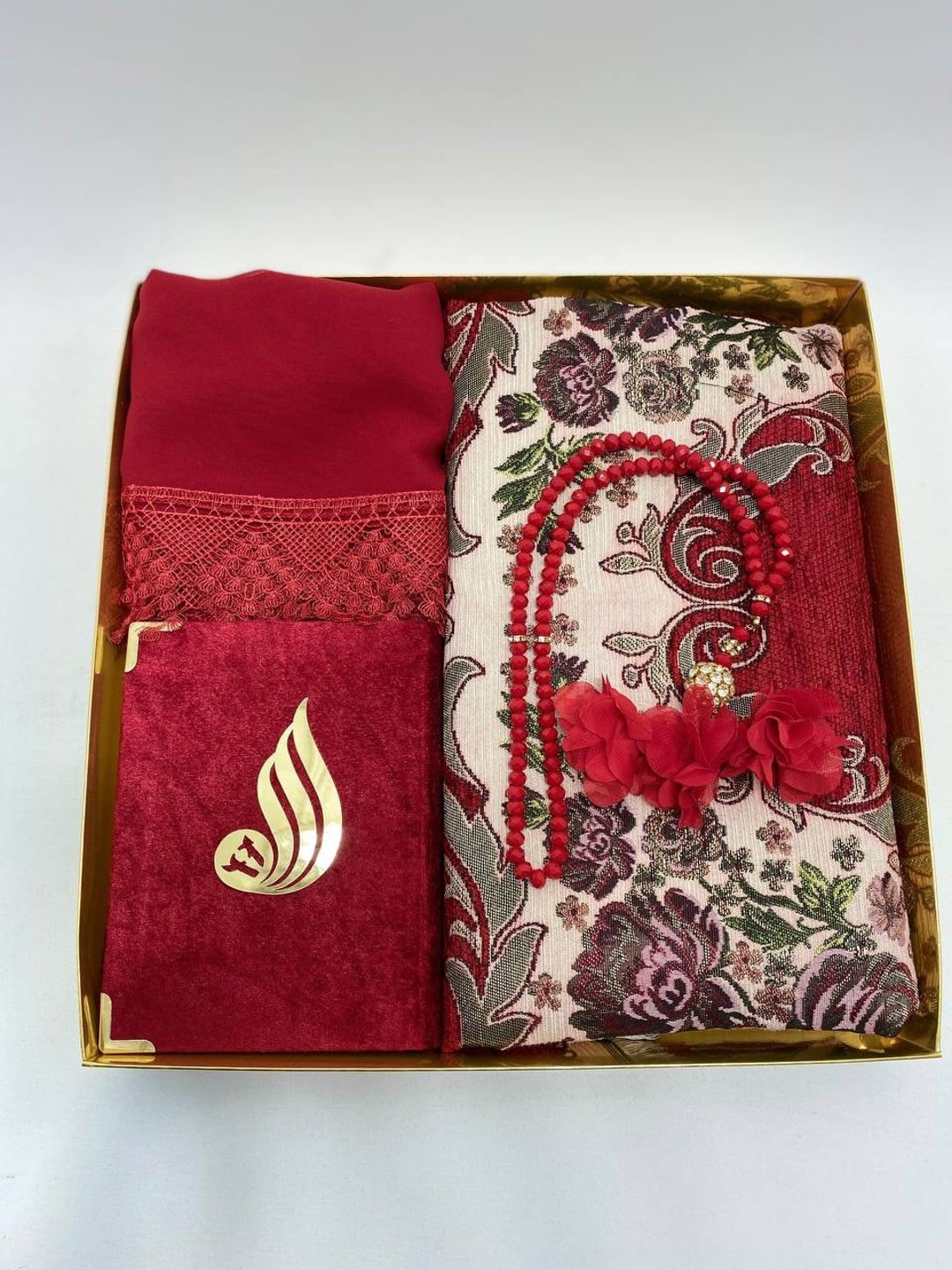 Prayer Rug Quran Prayer Shawl Tasbeeh Islamic Gift Box Etsy