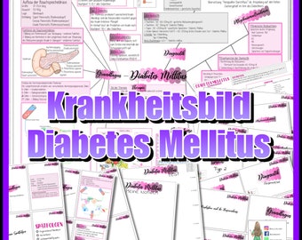 025/003 DIABETES MELLITUS - Summary A4 and flashcards A6 for self-lamination