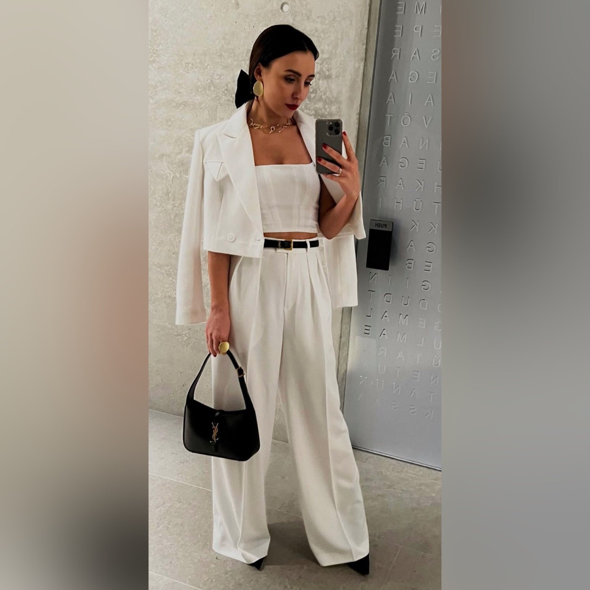 White palazzo trousers
