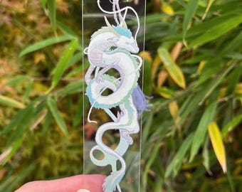 Haku Two sided Matt clear acrylic bookmark  | transparent bookmark | bookmarks set | dragon | hand-made