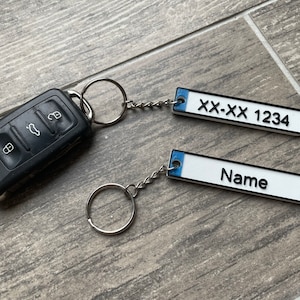 Keyring car license plate Personalizable with name or license plate with chain
