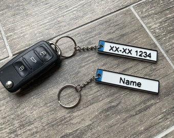 Keyring car license plate Personalizable with name or license plate with chain