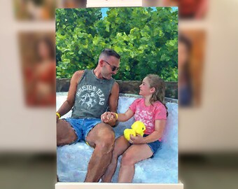 Custom Portrait Oil Painting From Photo on Canvas: Digital Art, Ready to Hang,Custom Portrait From Photo,Dad Portrait on Canvas,wedding gift