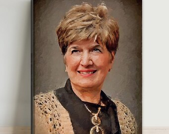 Custom Digital Oil Painting Portrait on Canvas: Photo to Art