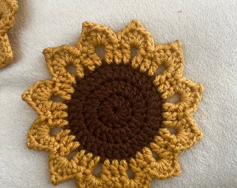 Handmade Sunflower Coasters | Home decor | Crochet coasters