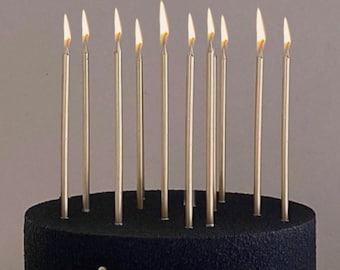 Bougies d'anniversaire dorées-grandes bougies dorées-bougies pour gâteau d'anniversaire-12 grands bougeoirs d'anniversaire dorés-bougies d'anniversaire-arc-en-ciel