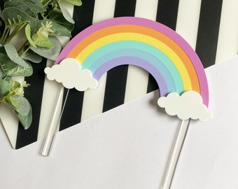 Rainbow Magic taarttopper - Rainbow Taartaccessoires - Pastel Rainbow Cloud taarttopper-feestaccessoires-feestdecor-verjaardagstaarttopper