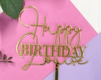 Birthday Cake Topper - Personalised Cake Topper - Birthday Name Cake Topper - Acrylic Cake Decor - Acrylic Topper - Party Supplies - Custom