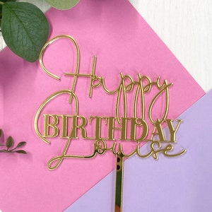 Birthday Cake Topper - Personalised Cake Topper - Birthday Name Cake Topper - Acrylic Cake Decor - Acrylic Topper - Party Supplies - Custom