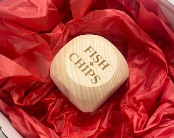 Take Away Decision Dice - Decision Dice- Gifts For Dad-Father’s Day Gift For Him-Jumbo Food Dice-Gifts For Families-Wood Food Dice