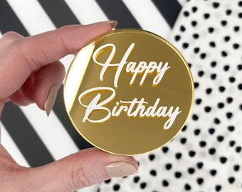 Happy Birthday Cupcake Topper - Custom Cake Topper - Personalised Cupcake Discs - Happy Birthday Topper