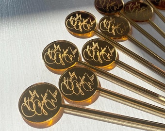Babyparty-Getränke-Rührer - Personalisierte Getränke-Rührer - Getränke-Sticks - Benutzerdefinierte Getränke-Rührer - Gold-Getränke-Rührer - Baby-Dusche-Dekor