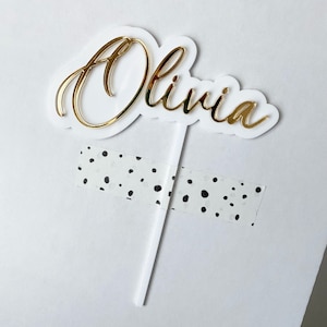 Dubbellaagse verjaardagstaarttopper - naamtaarttopper - gepersonaliseerde taarttopper - dooptaarttopper - feestartikelen - taartaccessoires