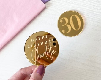 Personalised Birthday Cupcake Discs-Cupcake Topper -Birthday Cake Decor Cake Decoration-Acrylic Cupcake Disc Topper-Name Age Cupcake Topper