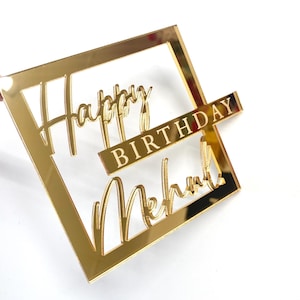 Happy Birthday Cake Charm - Gold Cake Charm -Gold Birthday Cake Topper-Acrylic Cake Topper-Birthday Cake Decoration-Personalised Cake Topper
