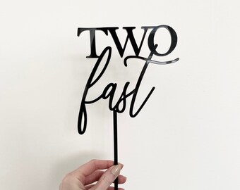 Two Cake Topper - Birthday Cake Topper - 2nd Birthday Cake Topper - Black Birthday Cake Topper - Race Car Cake Topper