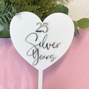 Silver Wedding Anniversary Cake Topper - Silver Anniversary - Acrylic ...