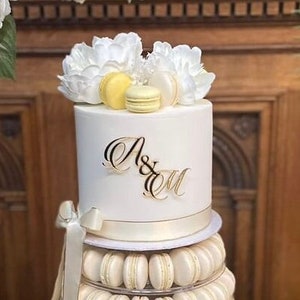 Monogram Wedding Cake Charm - Cake Charm - Gold Wedding Cake Topper -Initials Calligraphy Script-Double Initial Cake Charms-Wedding Initials