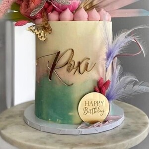 Birthday Cake Decorations - Custom Name Charm - Gold Acrylic Cake Charm Birthday -Birthday Personalised Cake Topper-Custom Cake Charm Topper
