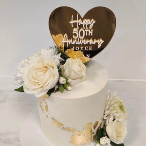 Wedding Anniversary Cake Topper - Golden Wedding Anniversary-Personalised Anniversary Topper-50th Anniversary-Custom Cake Topper Anniversary