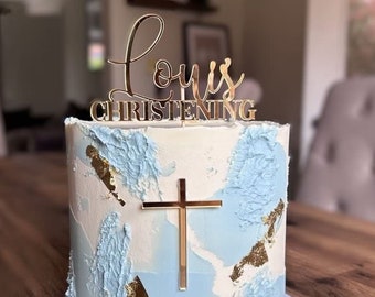 Christening Cake Charm - Gold Cake Charm - Christening Cake - Cake Decor - Cake Decorating - Christening Party Supplies - Acrylic Cake Charm