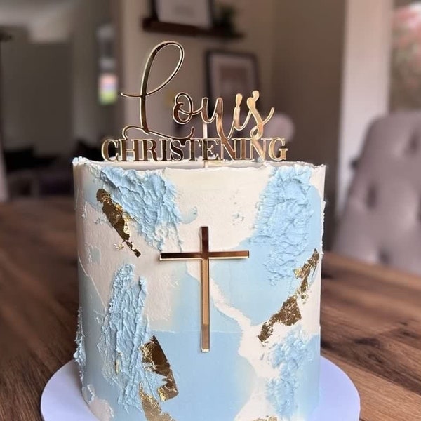 Christening Cake Charm - Gold Cake Charm - Christening Cake - Cake Decor - Cake Decorating - Christening Party Supplies - Acrylic Cake Charm