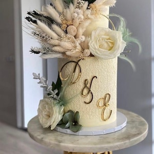 Wedding Cake Charm - Gold Acrylic Cake Charm - Cake Topper - Wedding Engagement Cake Topper-Acrylic Personalised Initial Monogram Cake Charm
