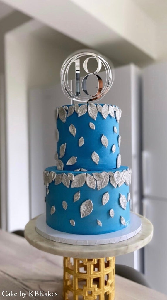 Jxuzh – Déco Gâteau 18e Anniversaire Bleu – Set Complet Avec étoiles, Fleurs, Ballon