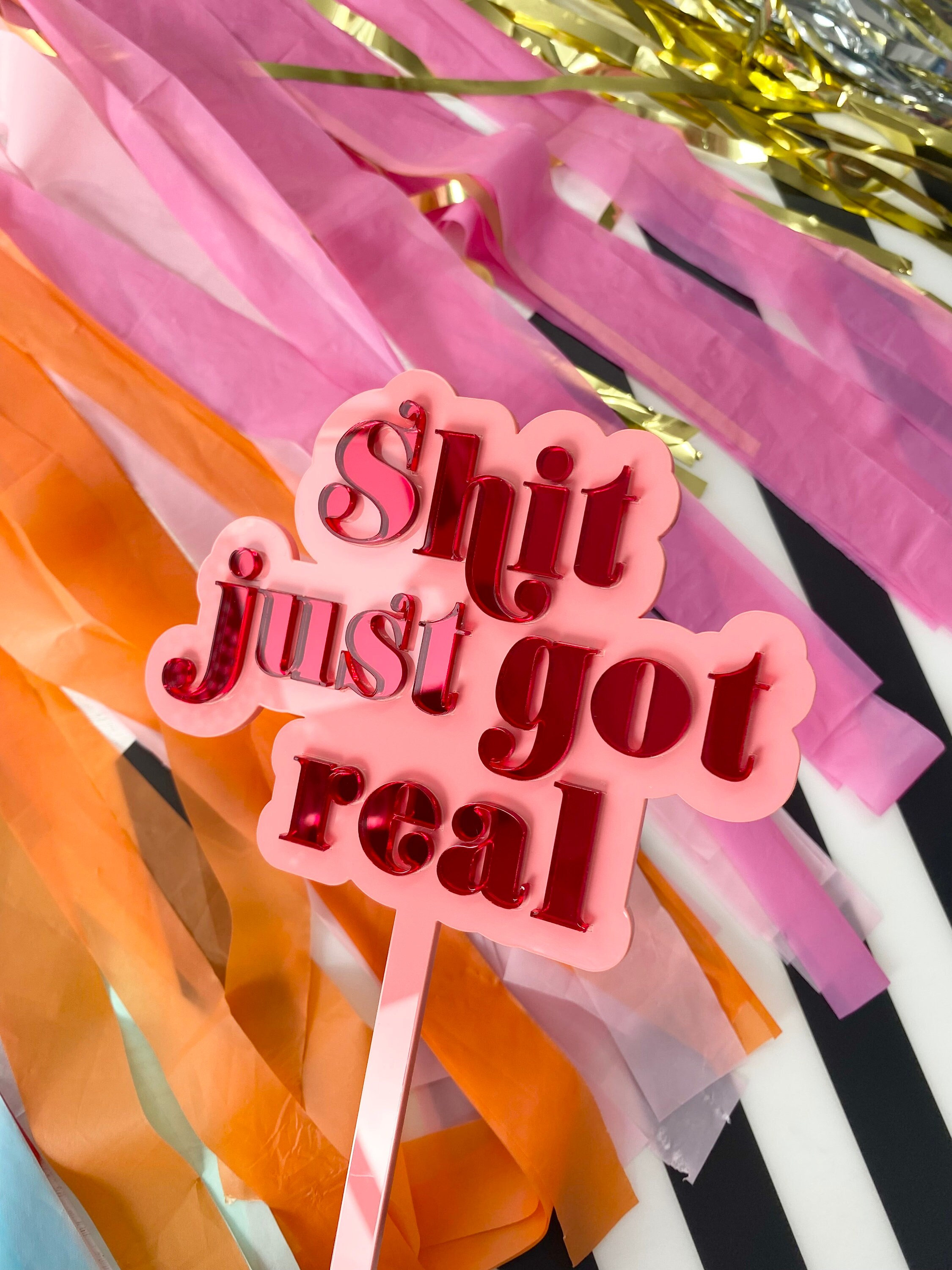 Shit Decarations Shit Just Got Real Wedding Cake Topper - Funny Wedding Cake Topper ...