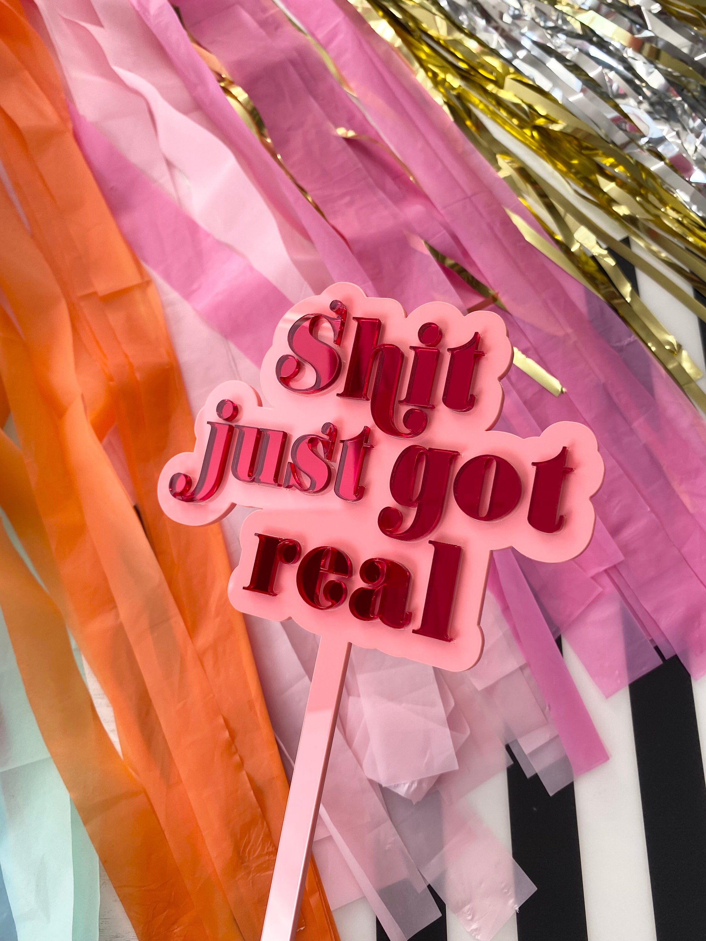 Shit Decarations Shit Just Got Real Wedding Cake Topper - Funny Wedding Cake Topper ...