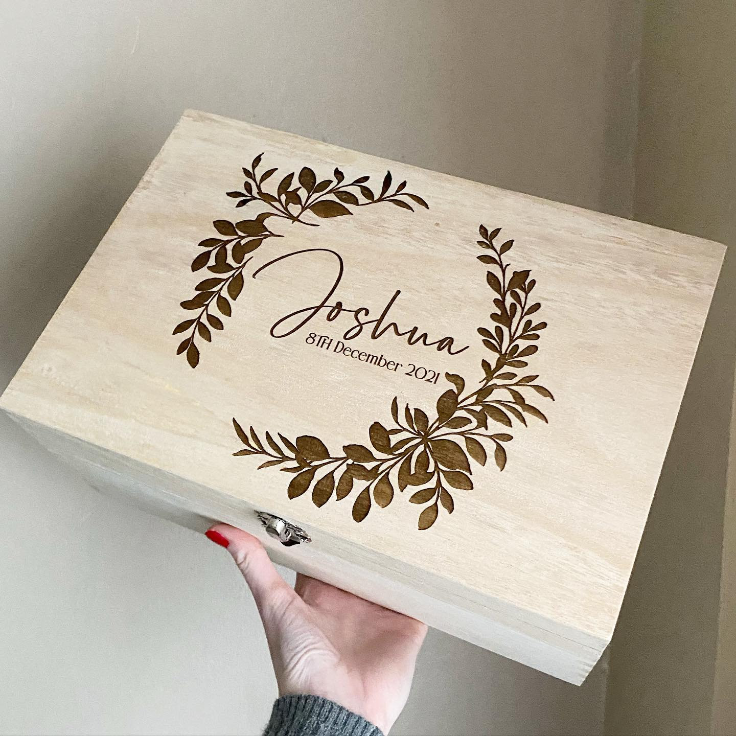 Baby Memento Box - Childhood Memories - Baby Keepsake Box Wooden Personalised Baby Memory Box Newborn New Boy Girl Birthday Present
