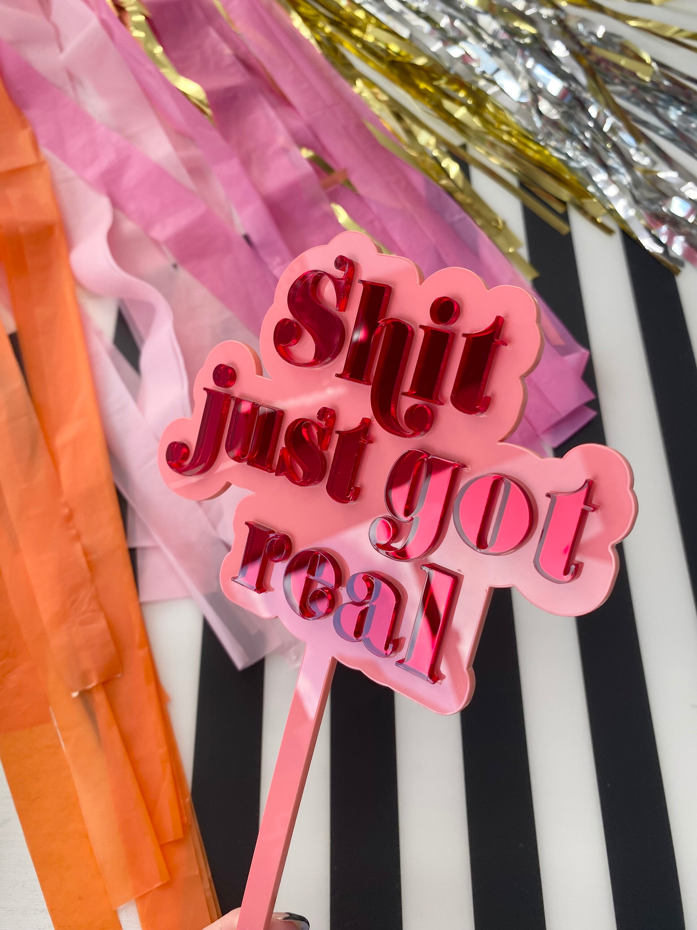 Shit Decarations Shit Just Got Real Wedding Cake Topper - Funny Wedding Cake Topper ...