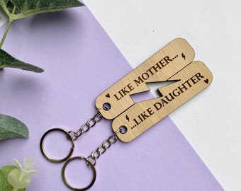Llavero de madre y mamá - Ideas de regalos para mamá - Regalos para mamá - Regalos para ella - Regalos para madre e hija - Ideas de regalos para mamá - Llavero de madera - Llavero