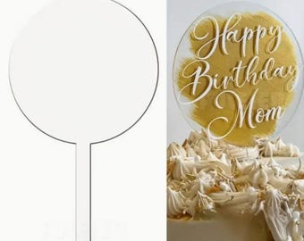 Clear Paddle Cake Toppers - Black Round Clear Acrylic Cake Toppers Cake Topper Blanks-Acrylic Blanks-Acrylic Blanks for Crafting-Cake Topper