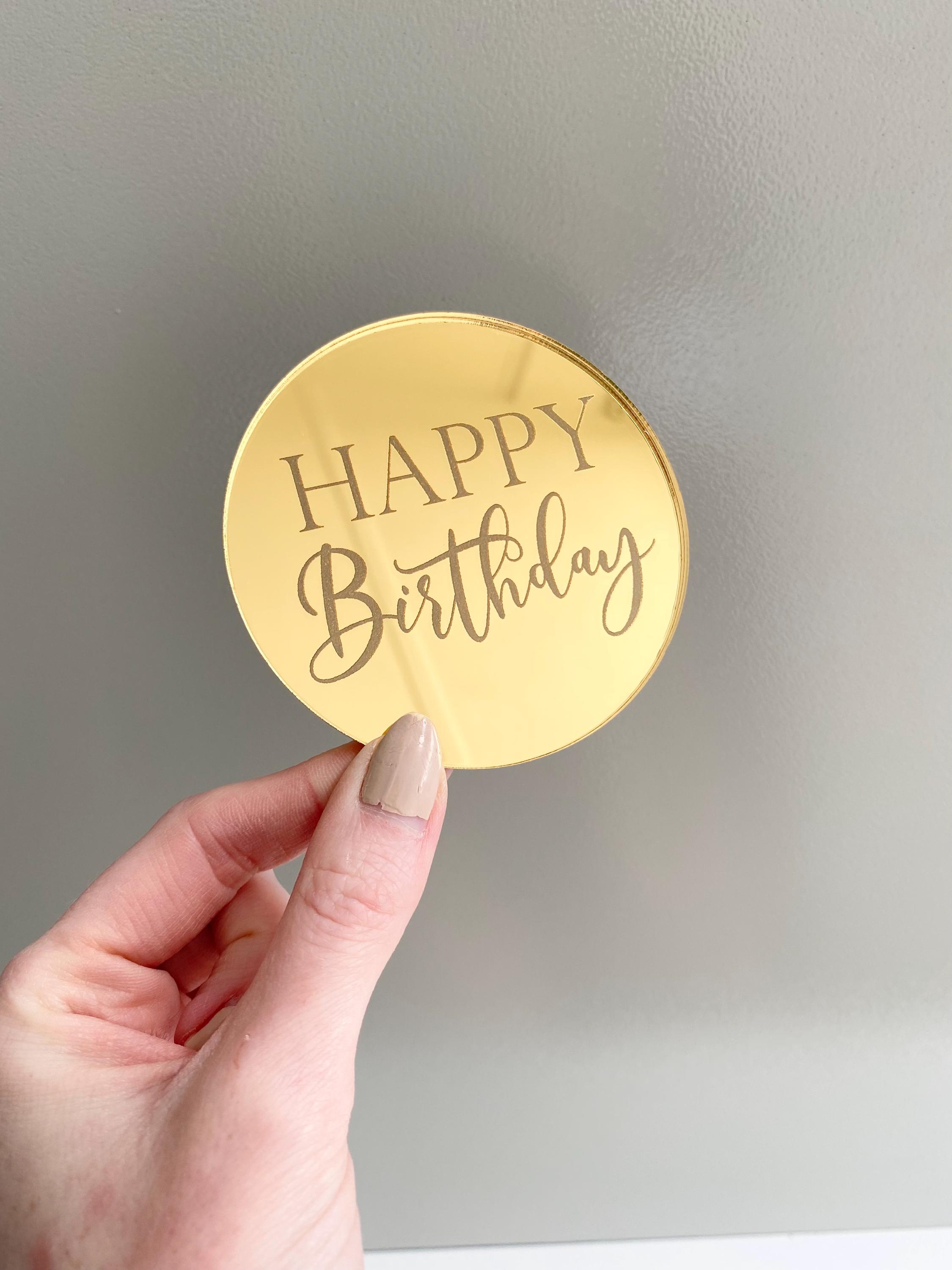 Cysincos Decorazioni per torte in acrilico per festa della mamma, per feste di compleanno, decorazioni (oro, H) : Cysincos