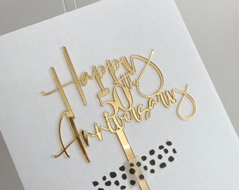 50-jähriges Hochzeitsjubiläum - Goldenes Hochzeitsjubiläum - Goldhochzeitstag - Hochzeitsjubiläum Tortendeko - Acryl Tortendeko