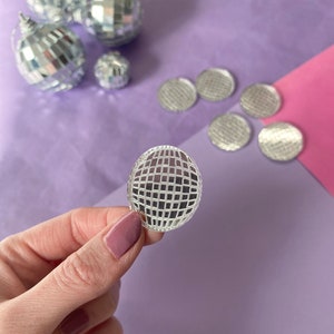Topper per cupcake a forma di palla da discoteca - Topper per cupcake in acrilico - Decorazione per torte - Mini topper per cupcake - Palla da discoteca anni '70 - Oro argento - Festa con palla da discoteca