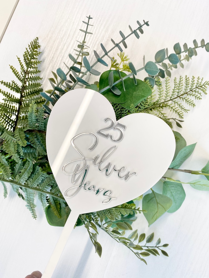 Cake Topper Inscription Sample Silver Wedding Anniversary Cake Topper - Silver Anniversary - Acrylic ...