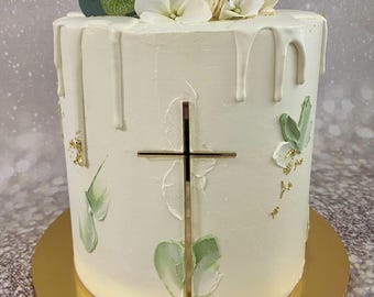 Cross Cake Charm - Christening Cake Decor - Cake Decorating - Acrylic Cake Charm - Holy Communion-Baptism Cake Topper Charm-Christening Cake