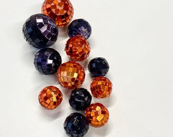 Black Orange Disco Balls-Mini Disco Balls-Cake Decorations - Halloween Disco Ball Cake Toppers - Cupcake Toppers -Disco Ball Pack Birthday