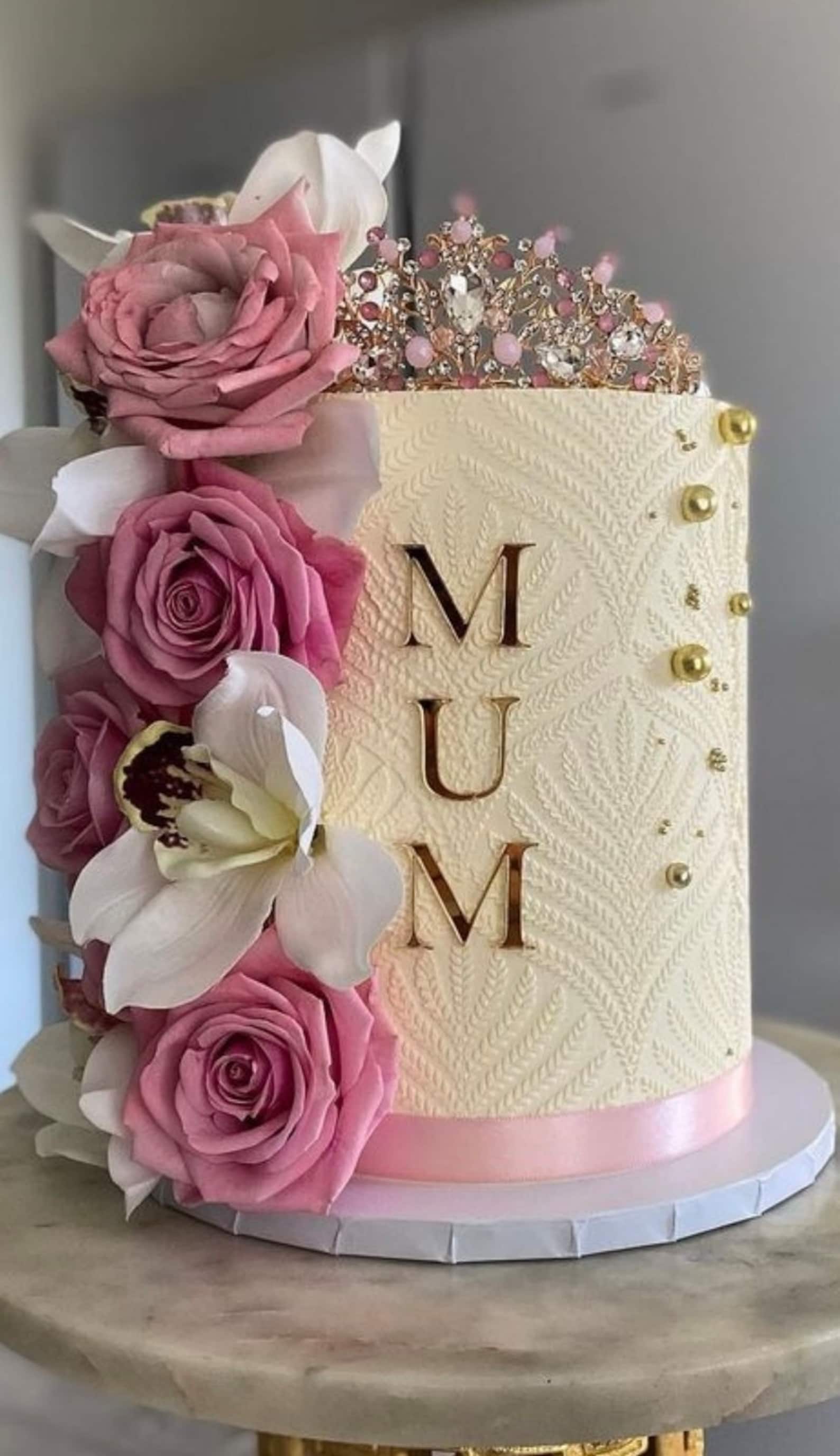 Mum Birthday Cake Topper - Birthday Cake Charm - Cake Decor - Mum Gold ...